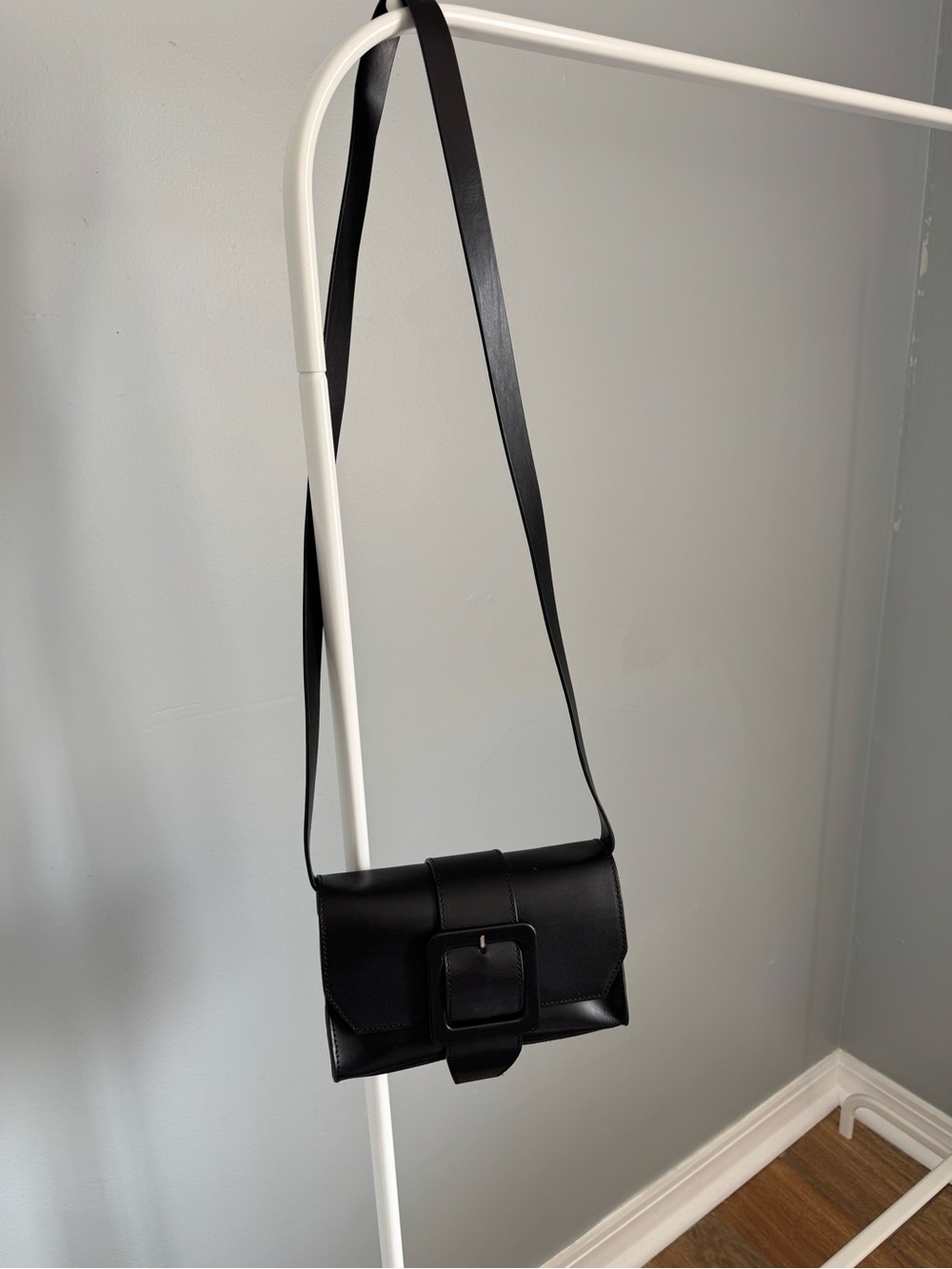 & Other Stories Black Leather Crossbody with Buckle